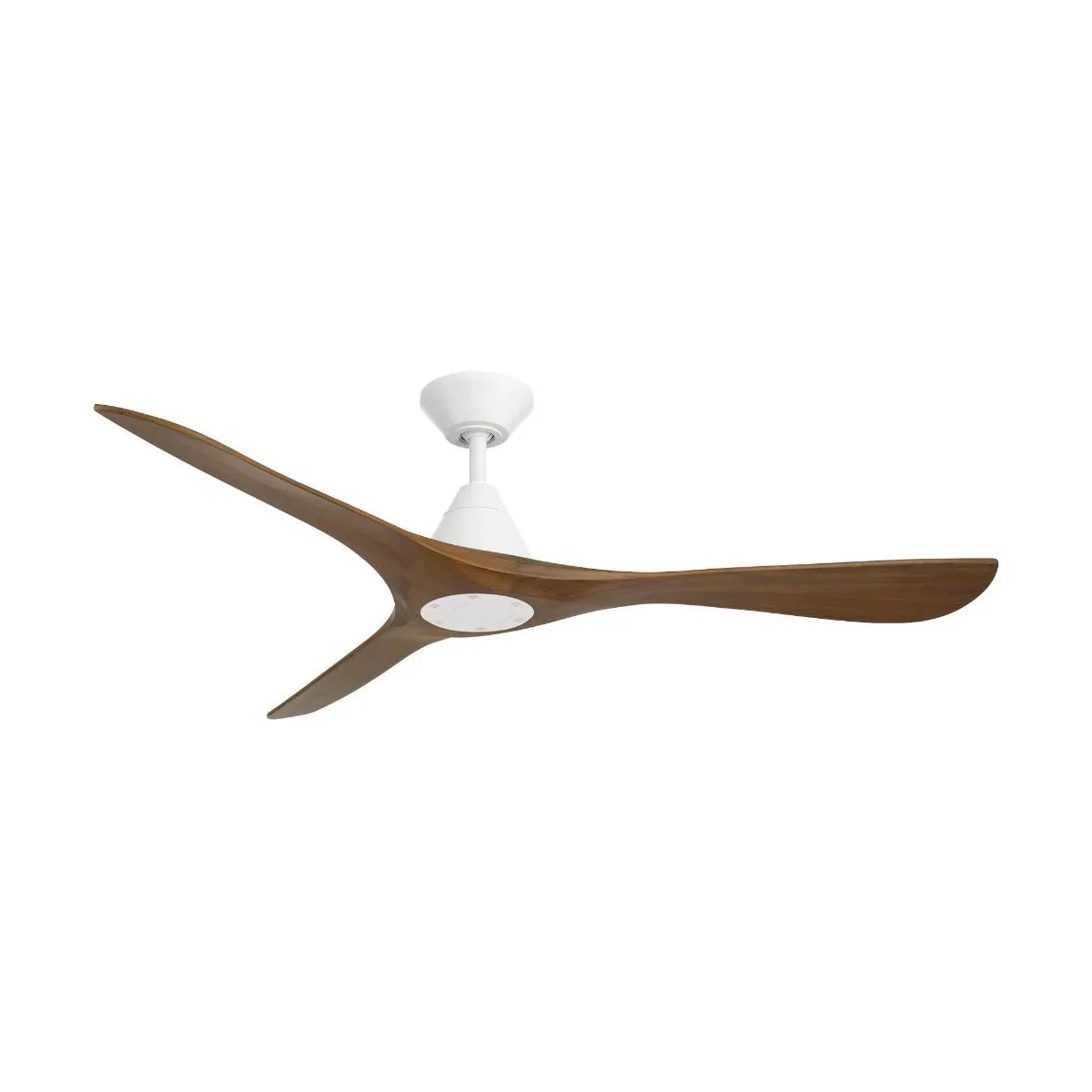 Carve 60 Inch Smart Ceiling Fan, Matte White with Distressed Koa Blades - Bees Lighting