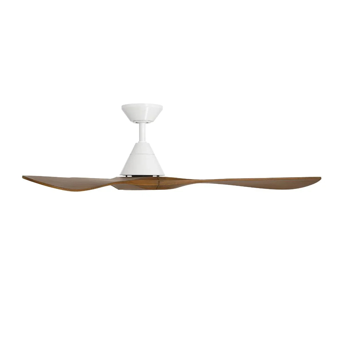 Carve 60 Inch Smart Ceiling Fan, Matte White with Distressed Koa Blades - Bees Lighting