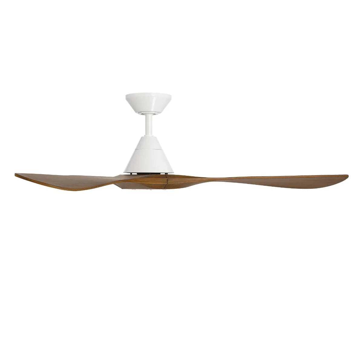 Carve 60 Inch Smart Ceiling Fan, Matte White with Distressed Koa Blades - Bees Lighting