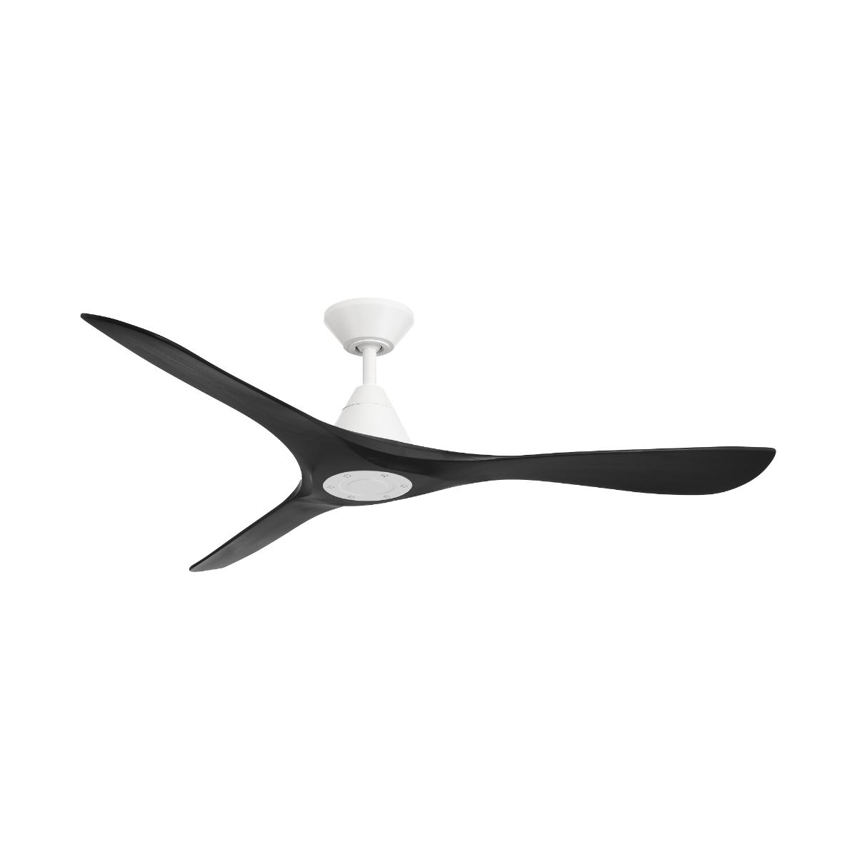 Carve 60 Inch Smart Ceiling Fan, Matte White with Matte Black Blades - Bees Lighting