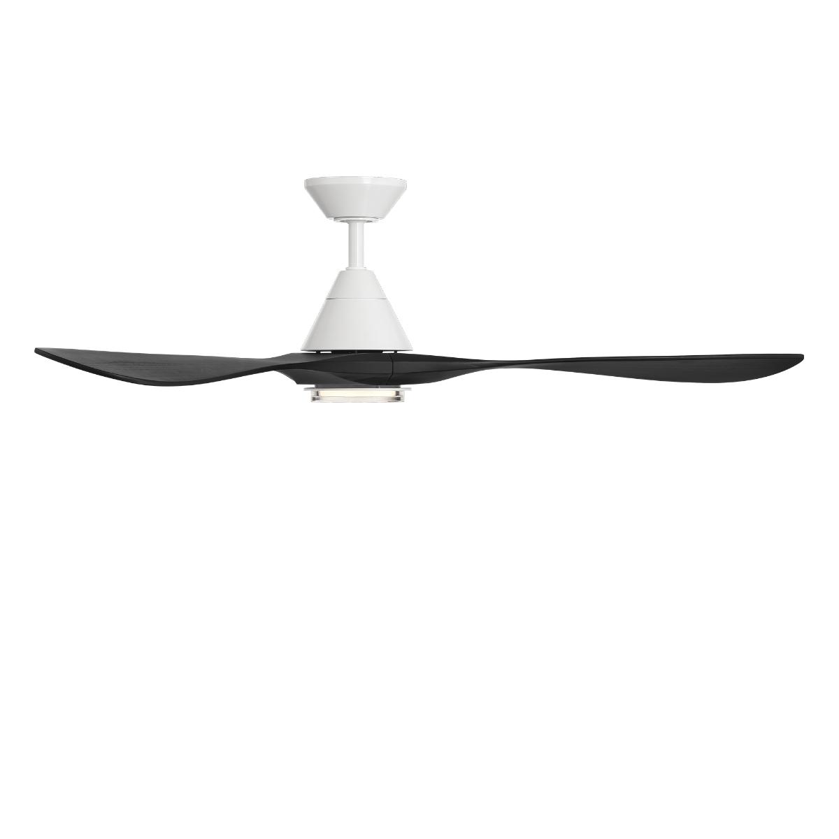 Carve 60 Inch CCT LED Smart Ceiling Fan, Matte White with Matte Black Blades - Bees Lighting