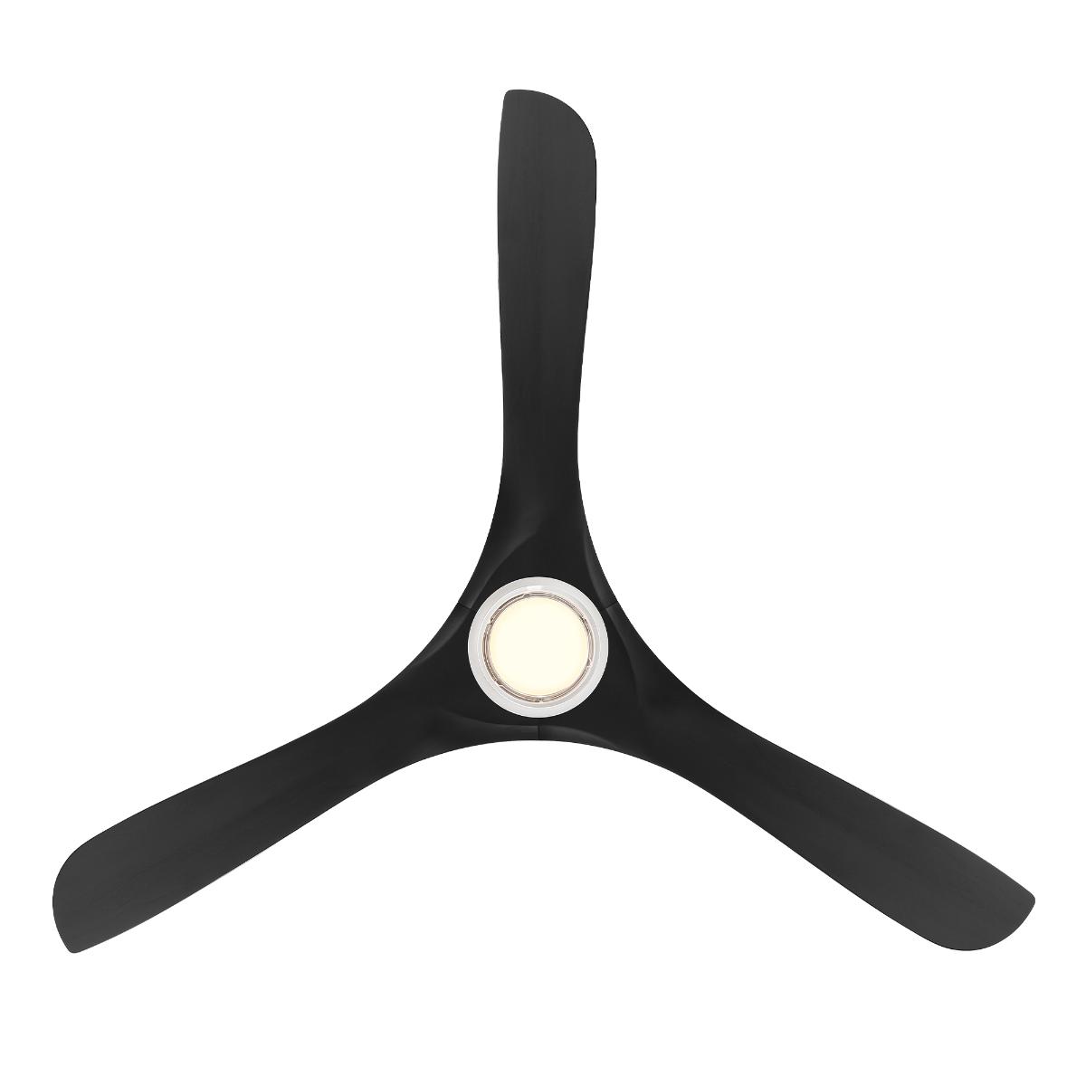 Carve 60 Inch CCT LED Smart Ceiling Fan, Matte White with Matte Black Blades - Bees Lighting