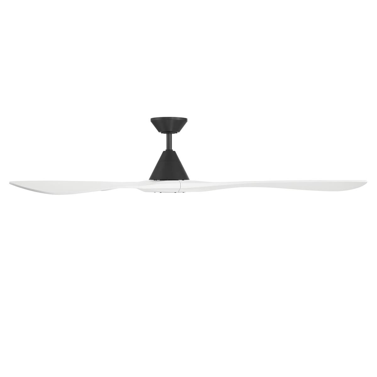Carve 72 Inch Smart Ceiling Fan, Matte Black with Matte White Blades - Bees Lighting