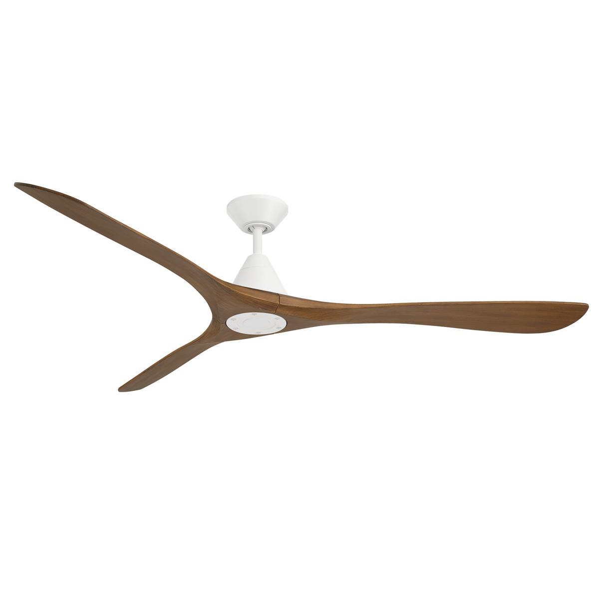 Carve 72 Inch Smart Ceiling Fan, Matte White with Distressed Koa Blades - Bees Lighting