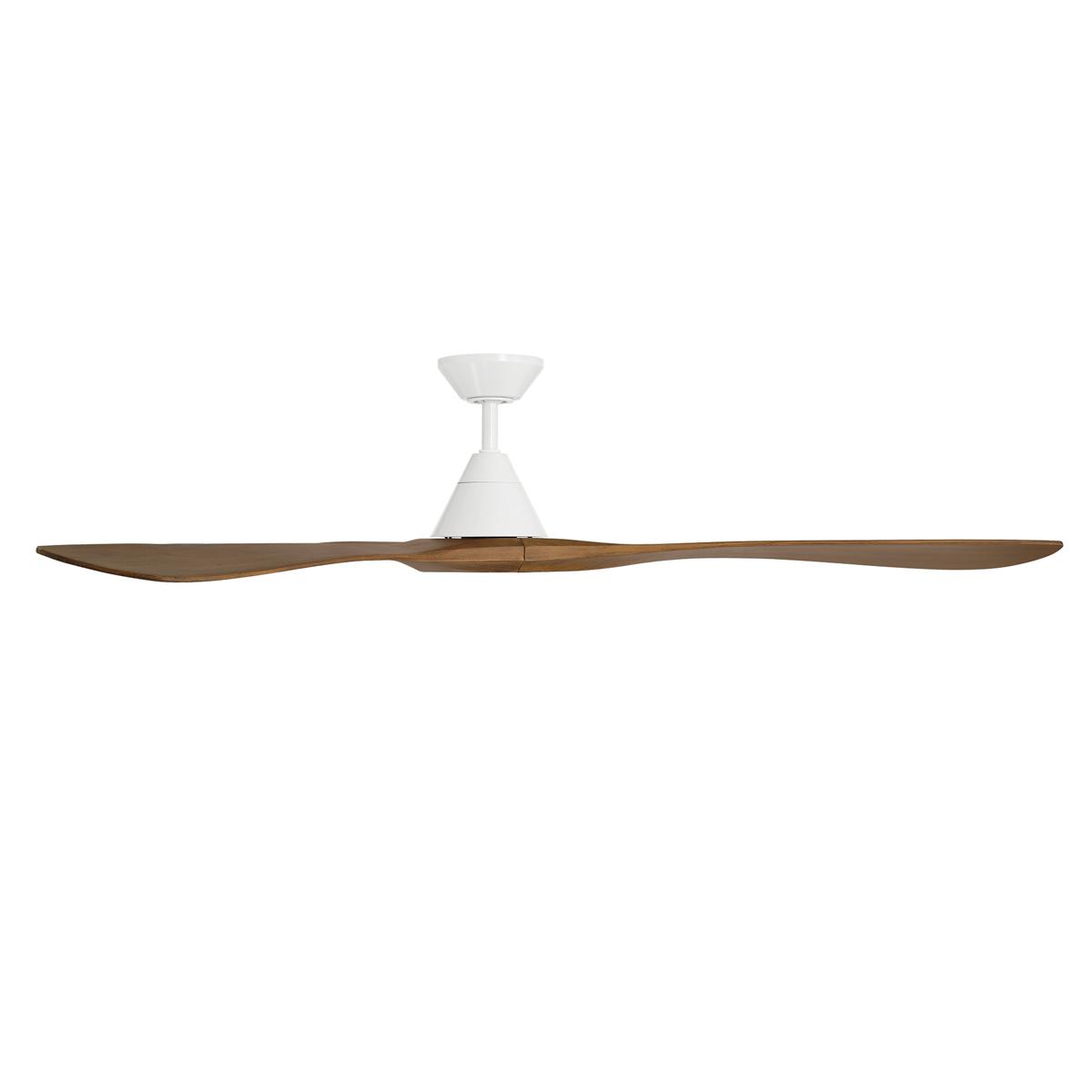 Carve 72 Inch Smart Ceiling Fan, Matte White with Distressed Koa Blades - Bees Lighting