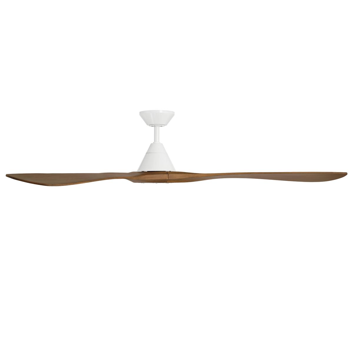Carve 72 Inch Smart Ceiling Fan, Matte White with Distressed Koa Blades - Bees Lighting