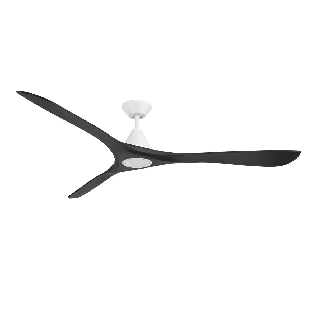 Carve 72 Inch Smart Ceiling Fan, Matte White with Matte Black Blades - Bees Lighting