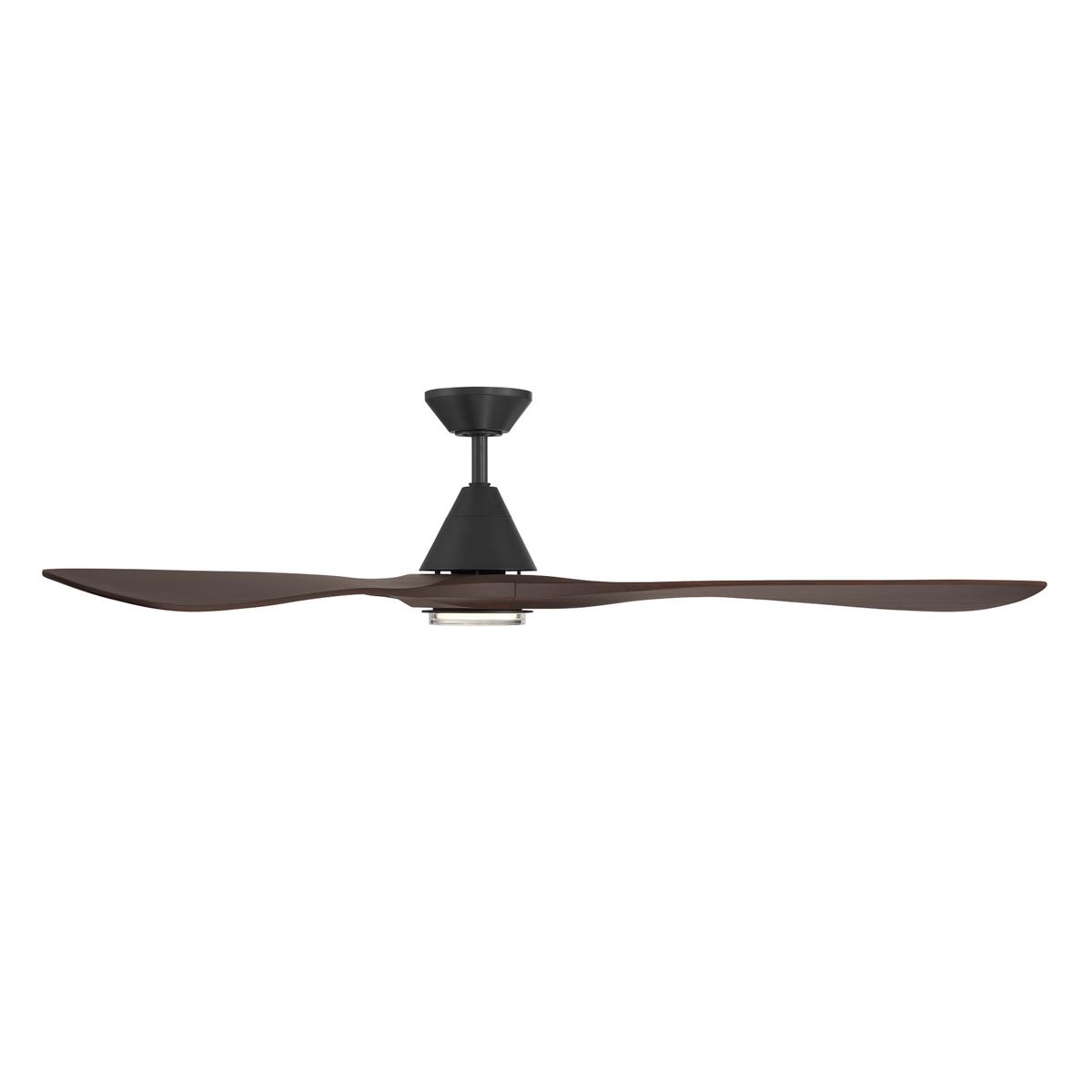 Carve 72 Inch CCT LED Smart Ceiling Fan, Matte Black with Dark Walnut Blades - Bees Lighting