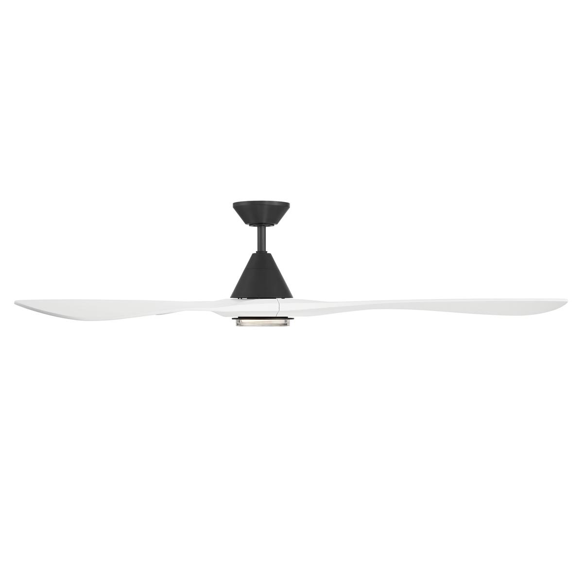 Carve 72 Inch CCT LED Smart Ceiling Fan, Matte Black with Matte White Blades - Bees Lighting