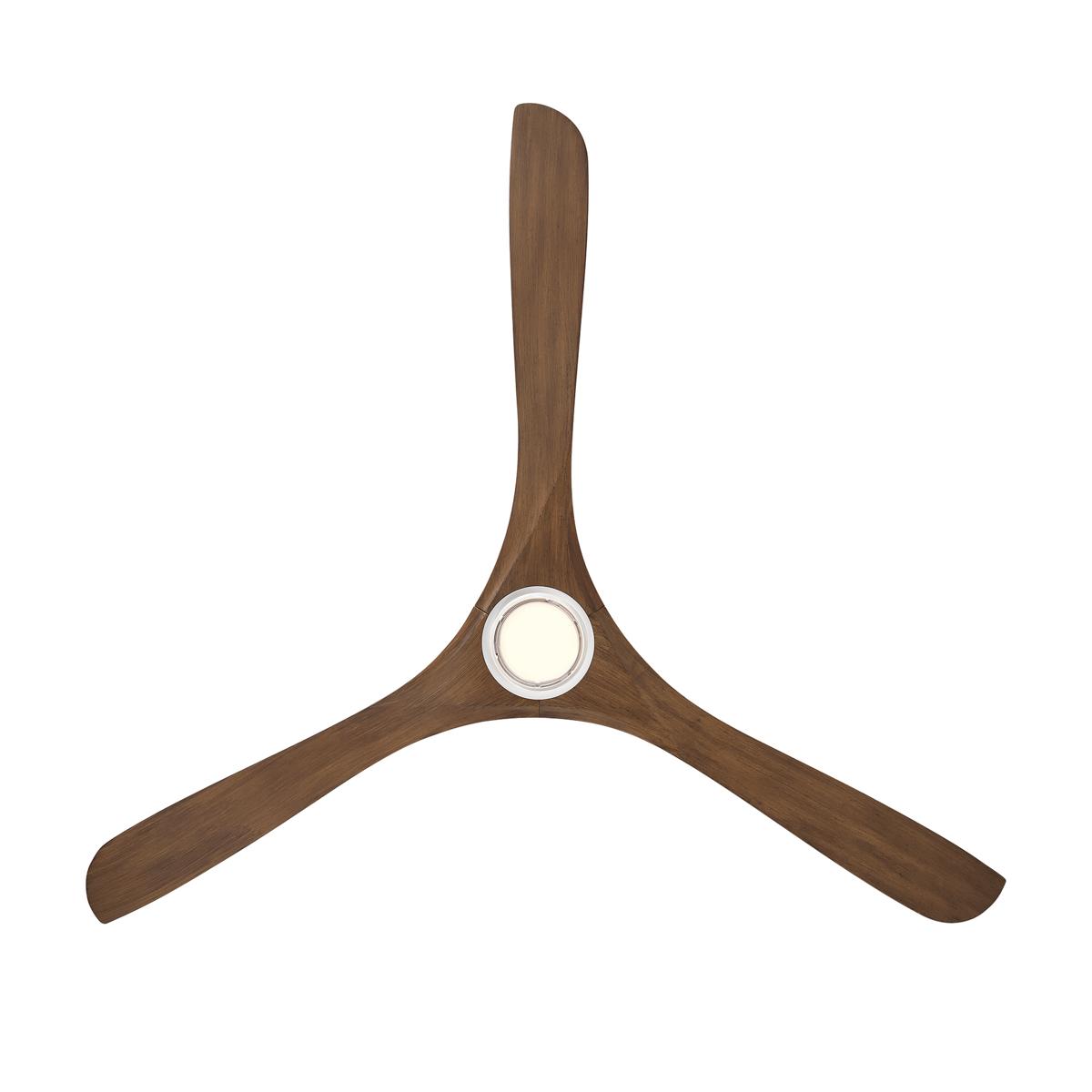 Carve 72 Inch CCT LED Smart Ceiling Fan, Matte White with Distressed Koa Blades - Bees Lighting