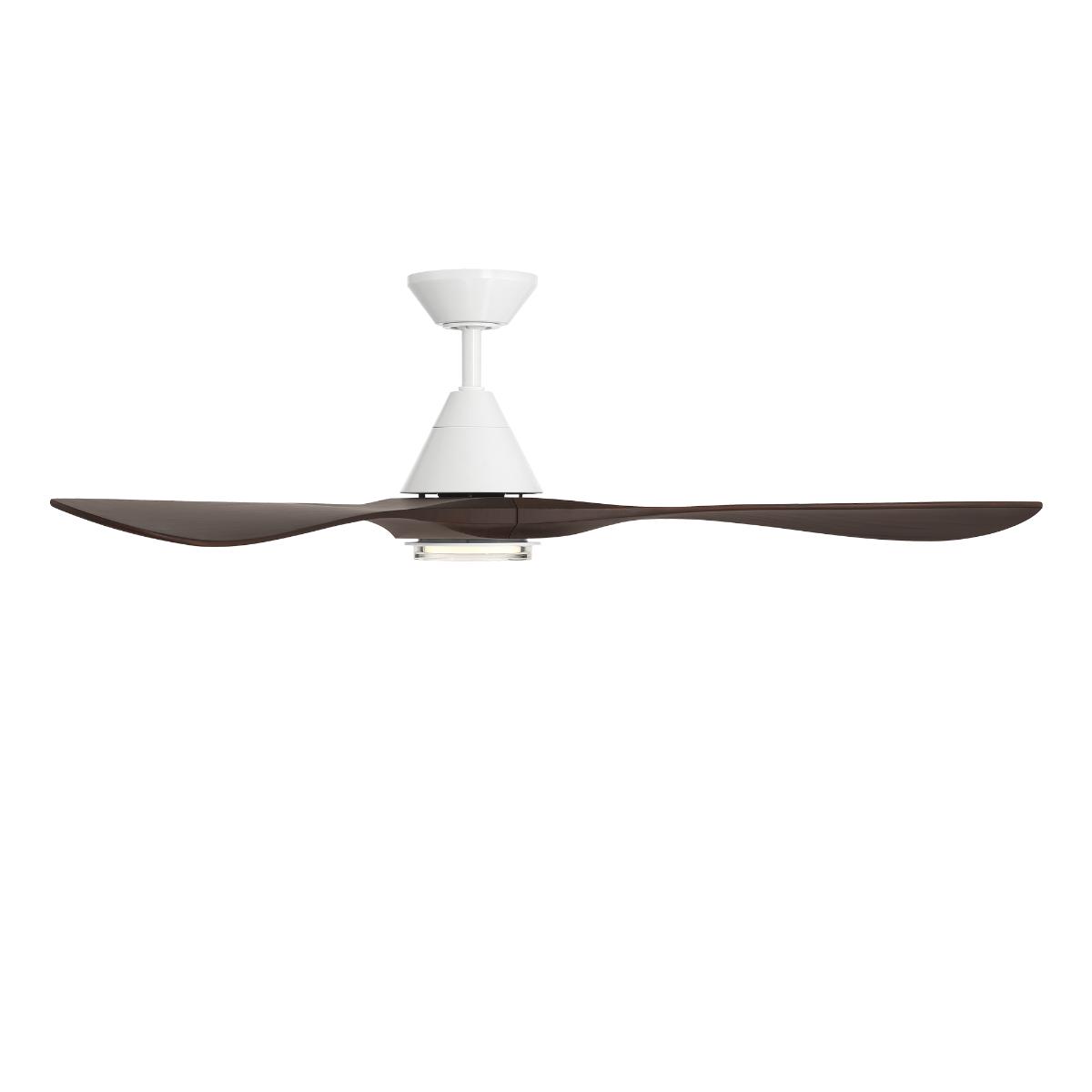 Carve 72 Inch CCT LED Smart Ceiling Fan, Matte White with Dark Walnut Blades - Bees Lighting