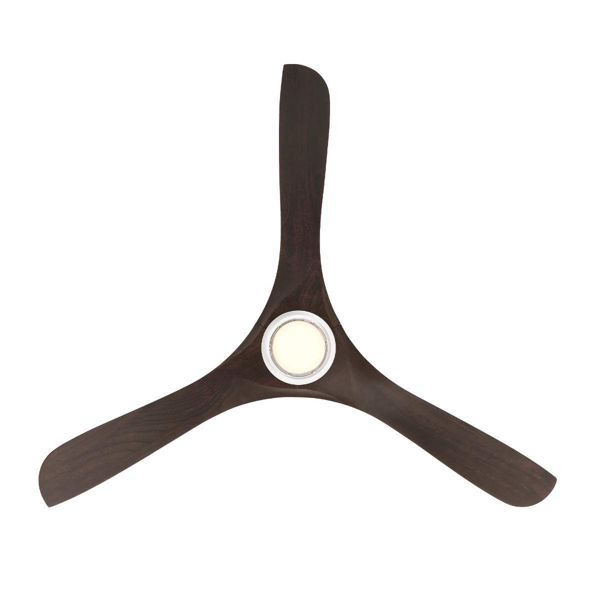 Carve 72 Inch CCT LED Smart Ceiling Fan, Matte White with Dark Walnut Blades - Bees Lighting