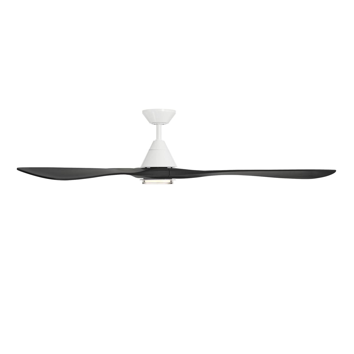 Carve 72 Inch CCT LED Smart Ceiling Fan, Matte White with Matte Black Blades - Bees Lighting