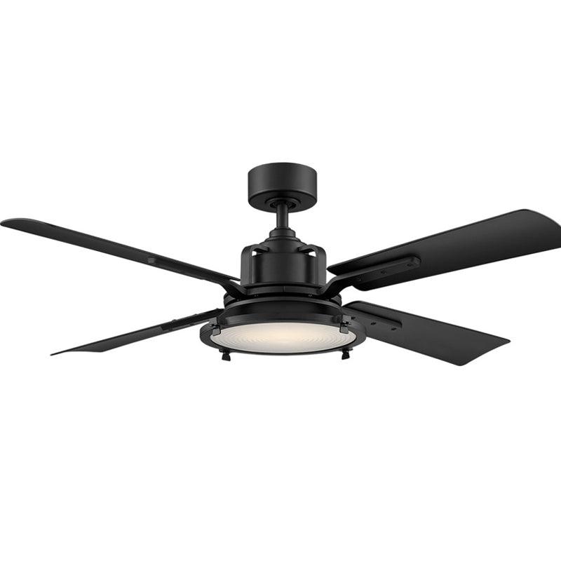 Nautilus 56 Inch Outdoor Matte Black Smart Ceiling Fan With Light And Remote - Bees Lighting