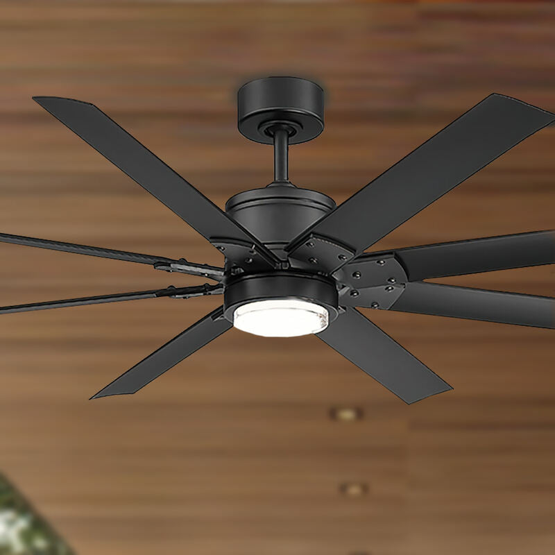 Renegade 52 Inch Windmill Outdoor Smart Ceiling Fan With Light And Remote, Matte Black Finish - Bees Lighting