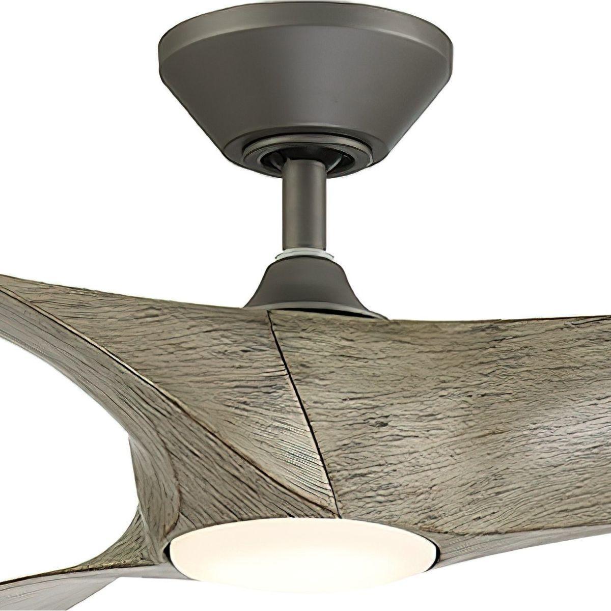 Zephyr 62 Inch Wet Rated 3000K LED Smart Ceiling Fan, Graphite with Weathered Wood Blades - Bees Lighting