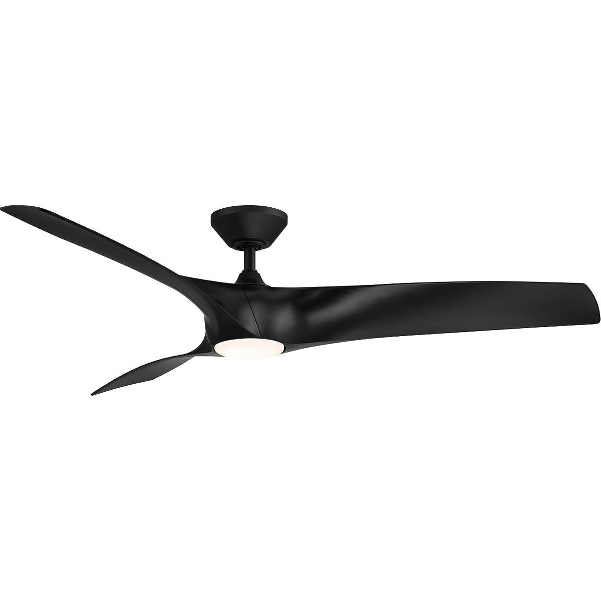 Zephyr 62 Inch Wet Rated 3000K LED Smart Ceiling Fan, Matte Black - Bees Lighting