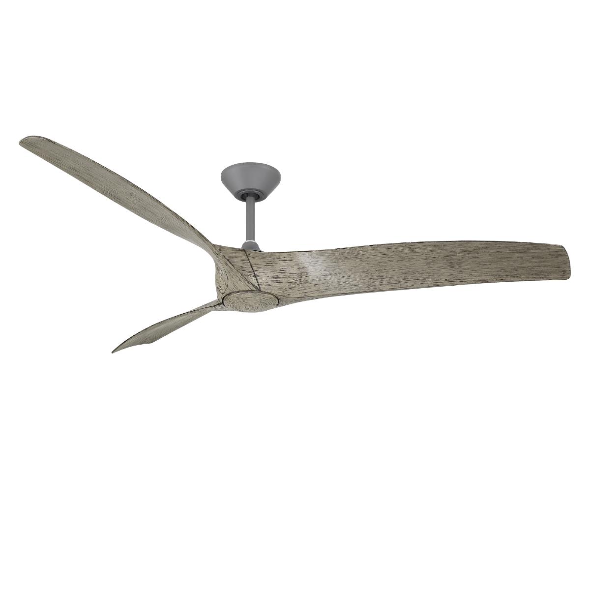 Zephyr 72 Inch Wet Rated CCT LED Smart Ceiling Fan, Graphite with Weathered Wood Blades - Bees Lighting
