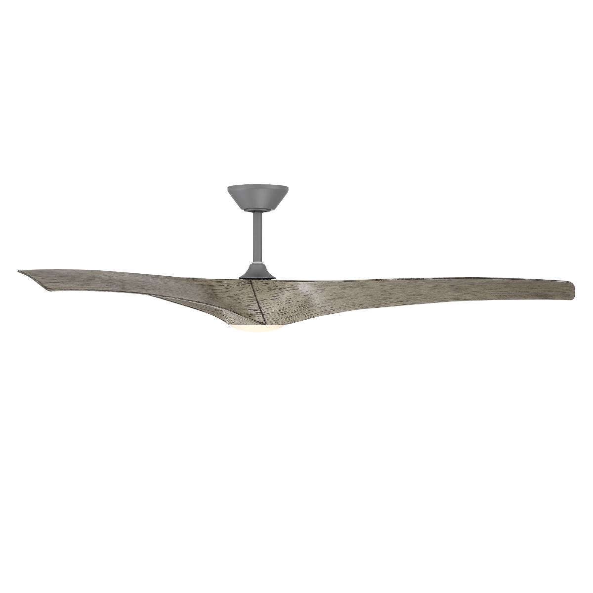 Zephyr 72 Inch Wet Rated CCT LED Smart Ceiling Fan, Graphite with Weathered Wood Blades - Bees Lighting