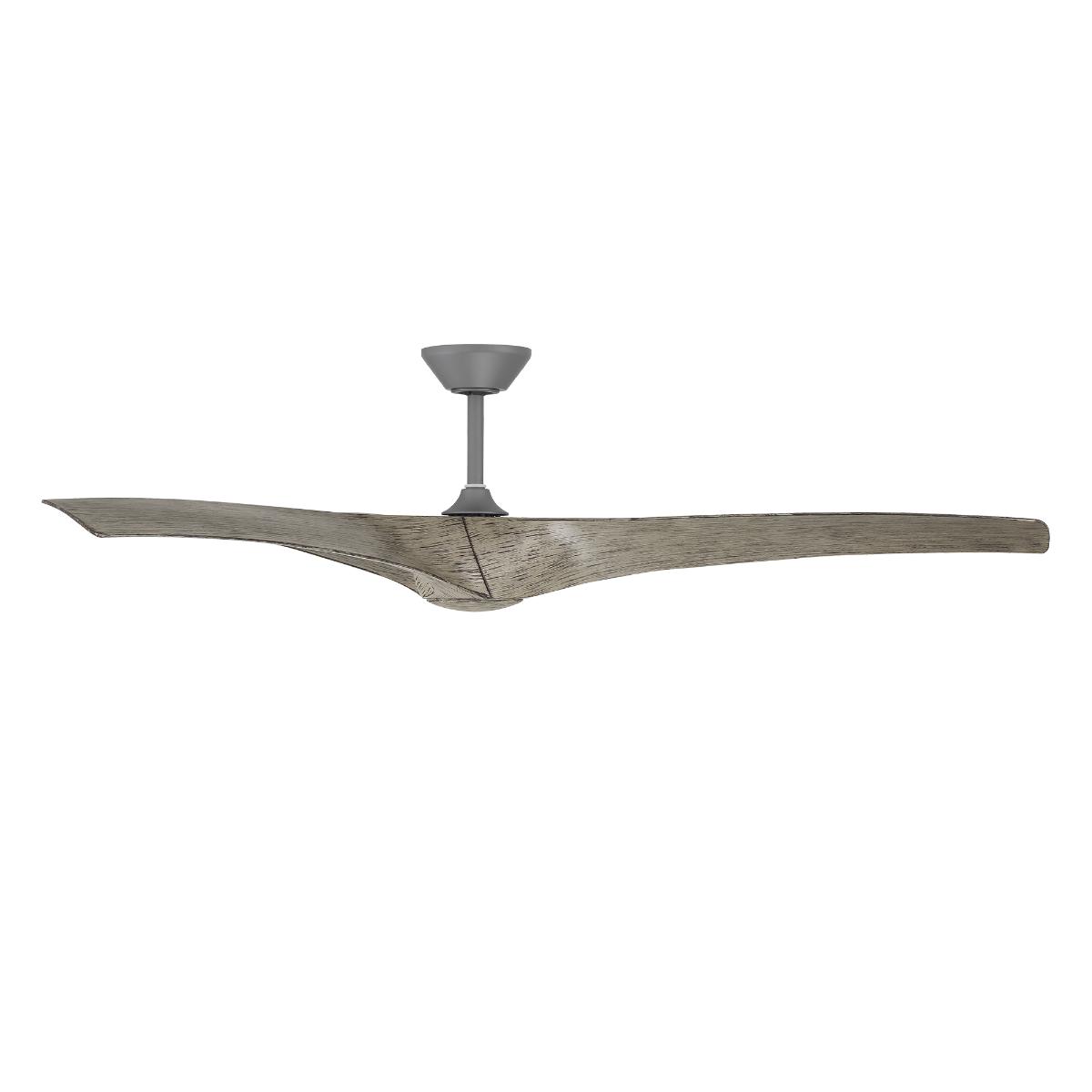 Zephyr 72 Inch Wet Rated CCT LED Smart Ceiling Fan, Graphite with Weathered Wood Blades - Bees Lighting