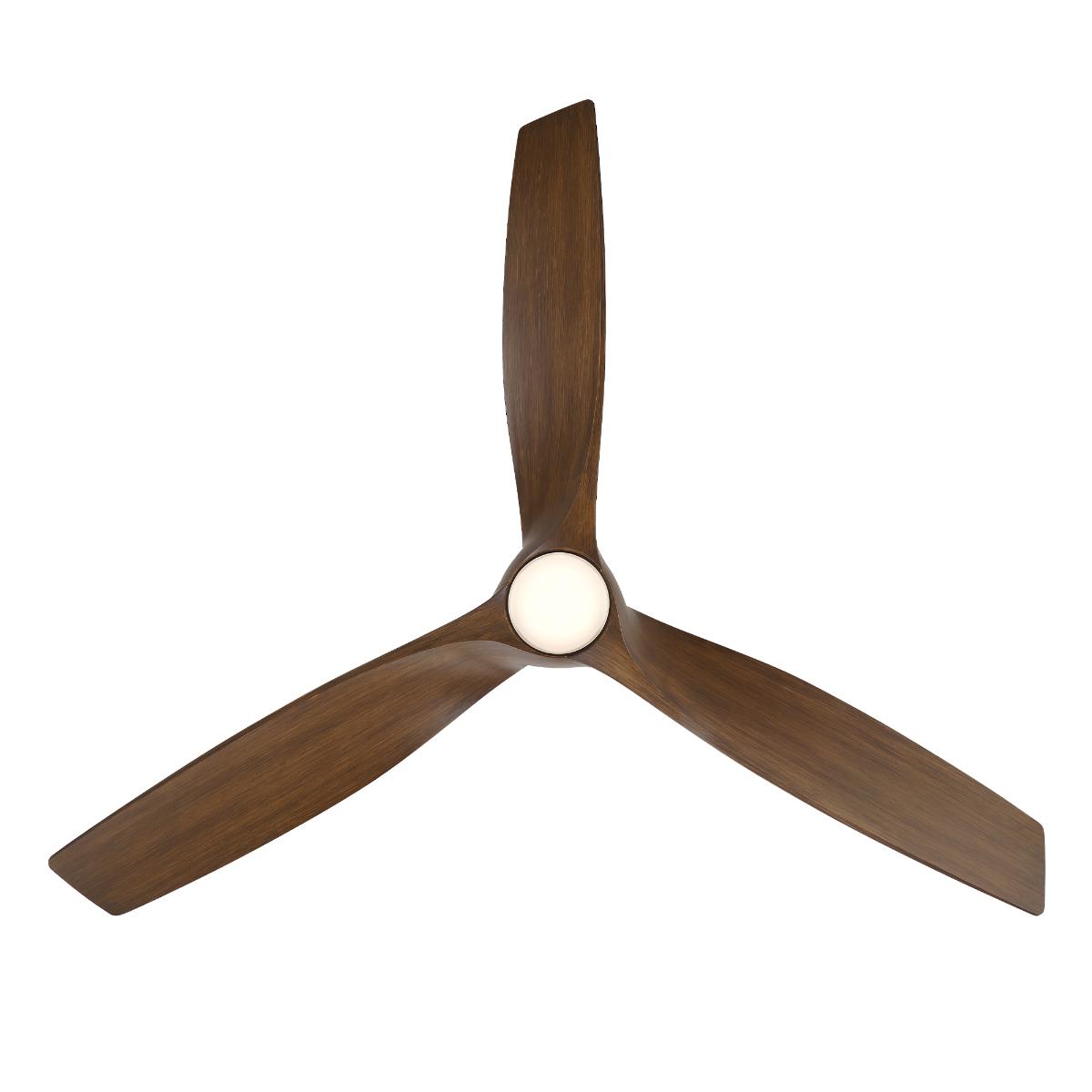 Zephyr 72 Inch Wet Rated CCT LED Smart Ceiling Fan, Matte Black with Distressed Koa Blades - Bees Lighting