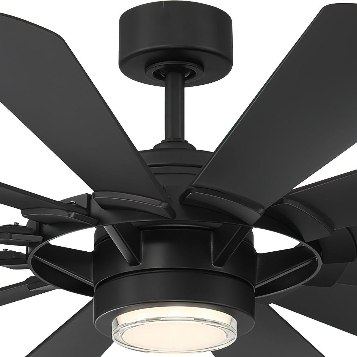 Wyndmill 65 Inch 2700K LED Smart Ceiling Fan, Matte Black - Bees Lighting