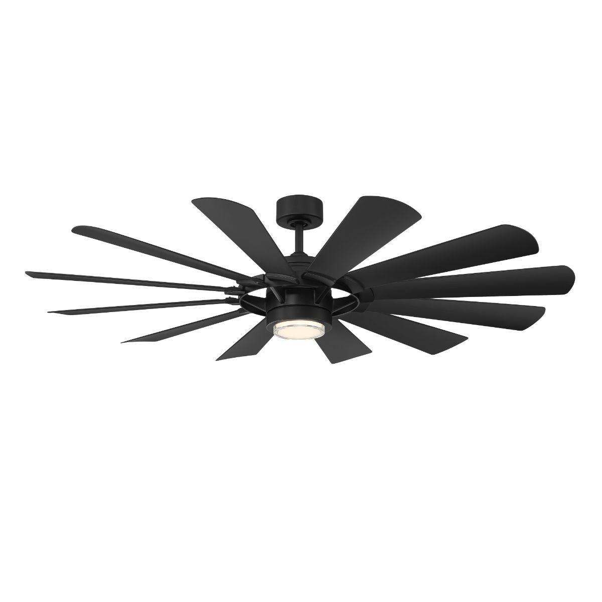 Wyndmill 65 Inch 3500K LED Smart Ceiling Fan, Matte Black - Bees Lighting