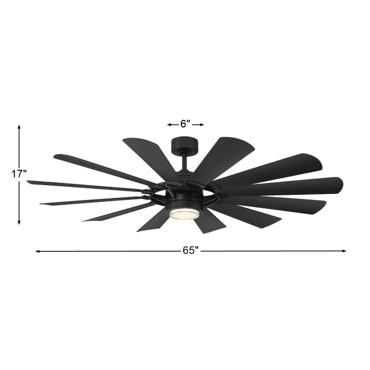 Wyndmill 65 Inch 3500K LED Smart Ceiling Fan, Matte Black - Bees Lighting