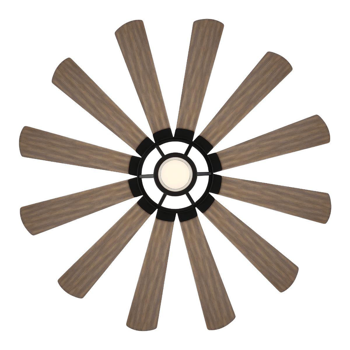 Wyndmill 65 Inch 3000K LED Smart Ceiling Fan, Matte Black with Barnwood Blades - Bees Lighting