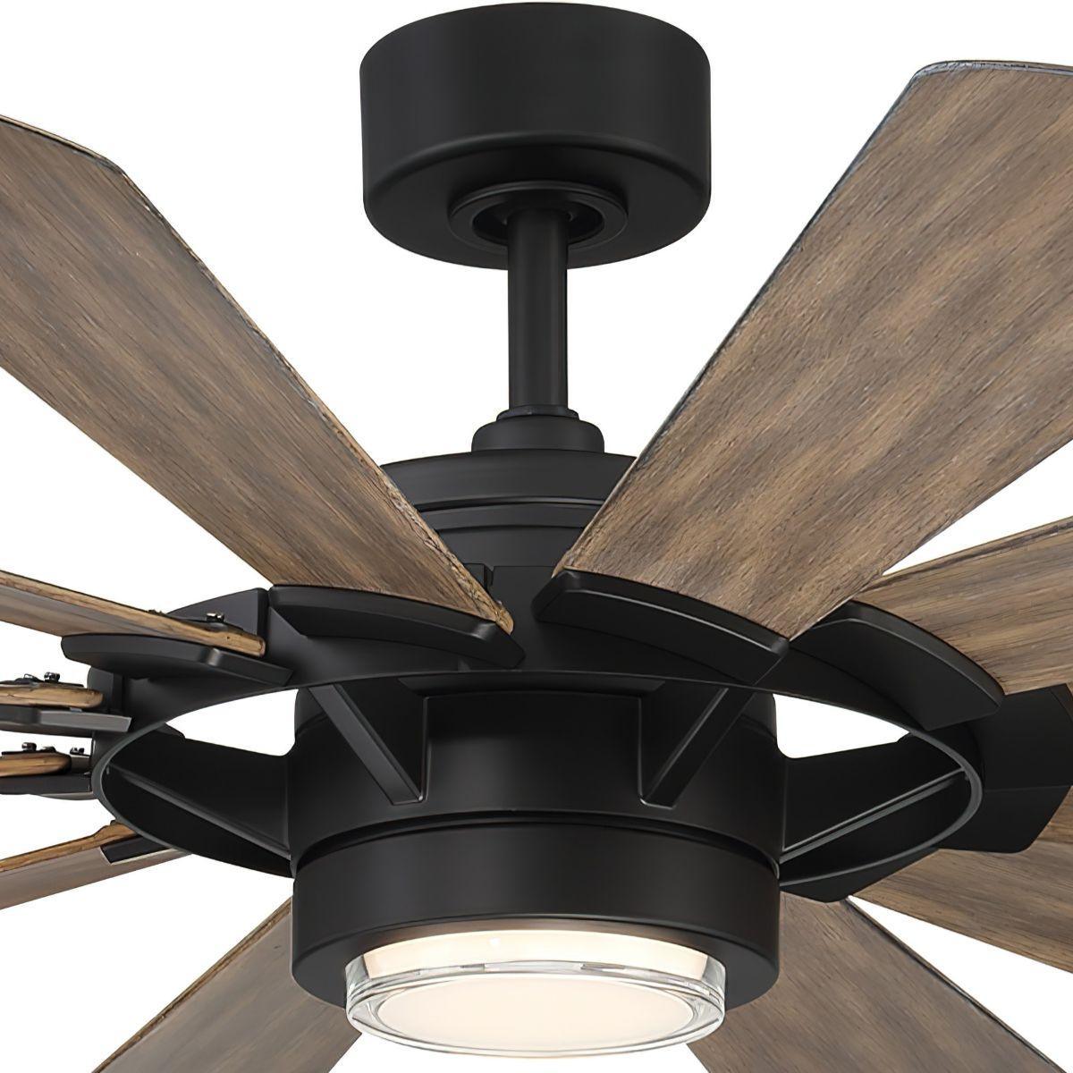 Wyndmill 65 Inch 3000K LED Smart Ceiling Fan, Matte Black with Barnwood Blades - Bees Lighting