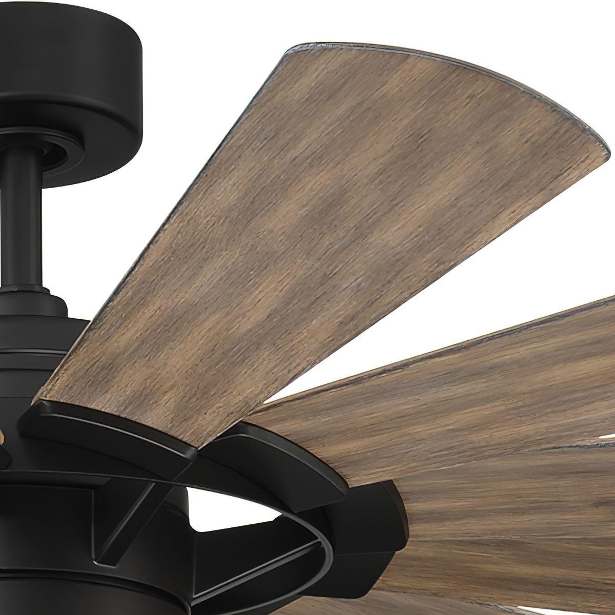 Wyndmill 65 Inch 3000K LED Smart Ceiling Fan, Matte Black with Barnwood Blades - Bees Lighting