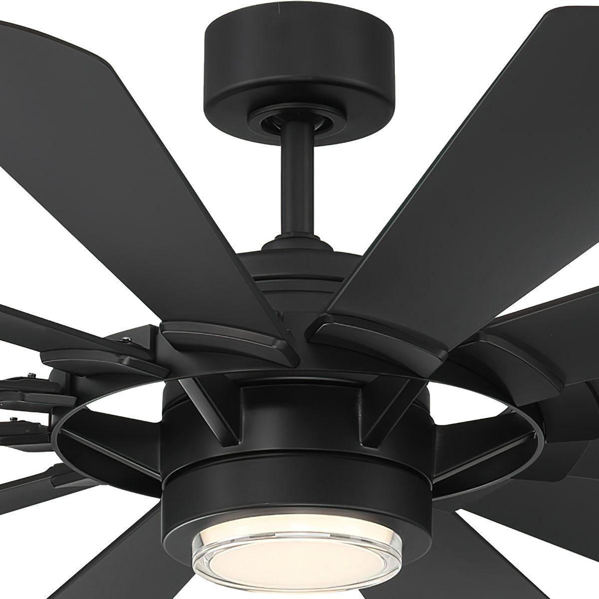 Wyndmill 65 Inch 3000K LED Smart Ceiling Fan, Matte Black - Bees Lighting