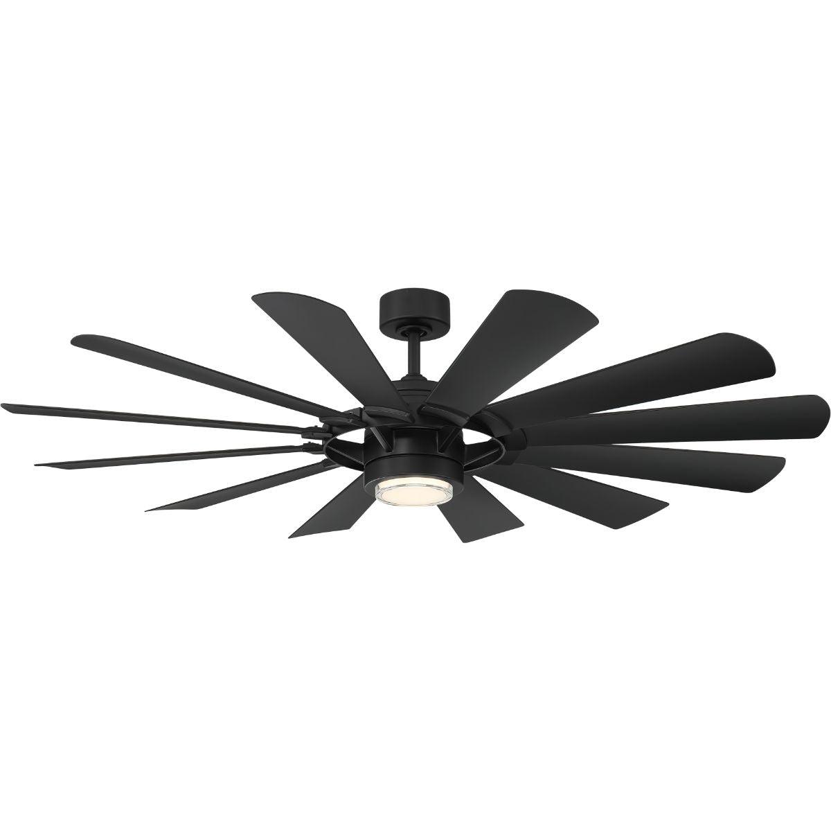 Wyndmill 65 Inch 3000K LED Smart Ceiling Fan, Matte Black - Bees Lighting