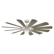 Wyndmill 65 Inch 3000K LED Smart Ceiling Fan, Steel with Weathered Wood Blades - Bees Lighting