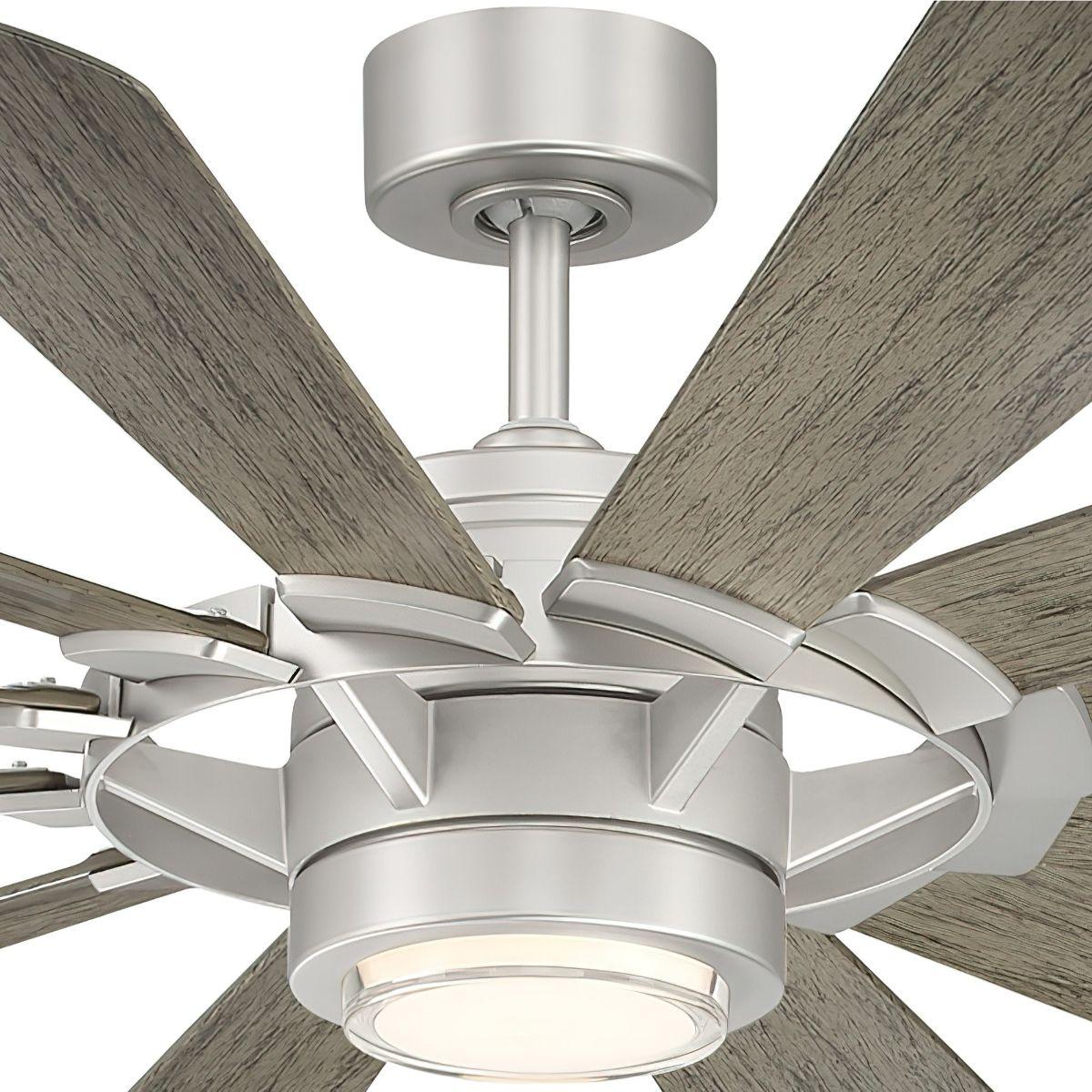 Wyndmill 65 Inch 3000K LED Smart Ceiling Fan, Steel with Weathered Wood Blades - Bees Lighting