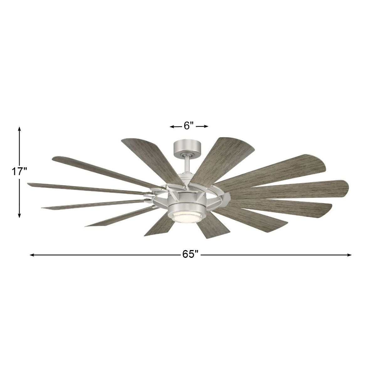 Wyndmill 65 Inch 3000K LED Smart Ceiling Fan, Steel with Weathered Wood Blades - Bees Lighting