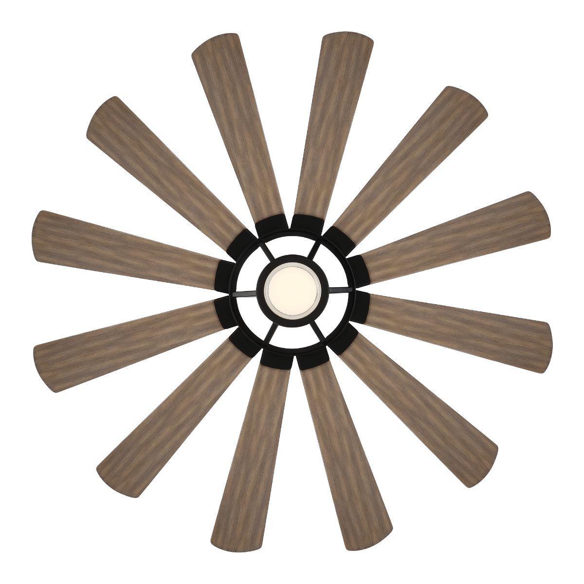 Wyndmill 65 Inch 3500K LED Smart Ceiling Fan, Matte Black with Barnwood Blades - Bees Lighting