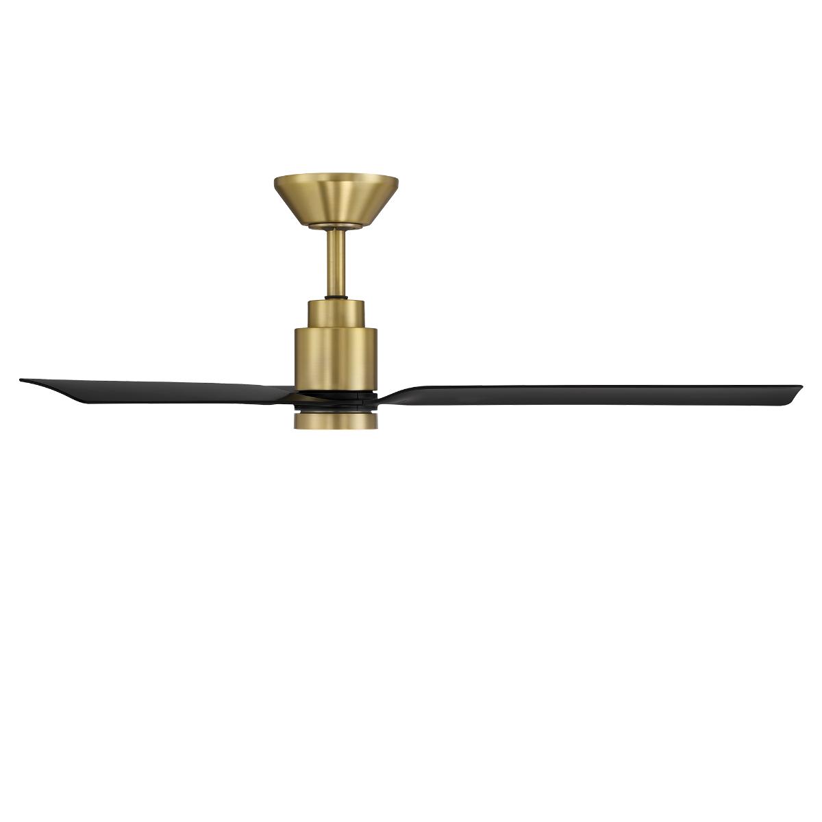 Smooth 52 Inch CCT LED Smart Ceiling Fan, Soft Brass with Matte Black Blades - Bees Lighting
