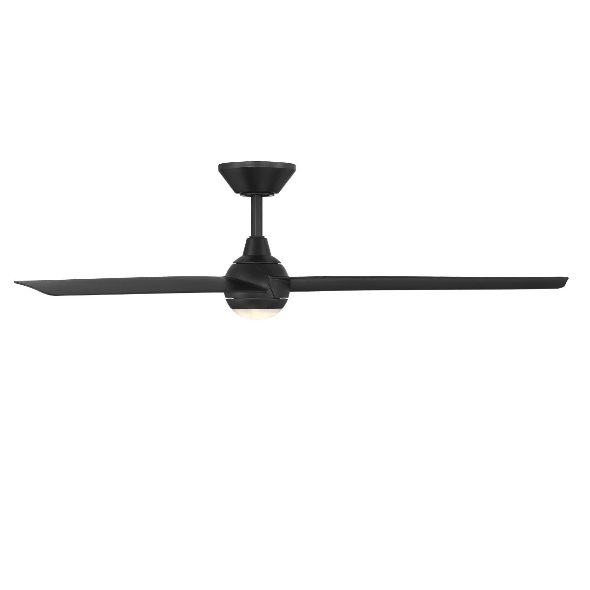 Pisces 54 Inch CCT LED Smart Ceiling Fan with Alabaster Glass, Matte Black - Bees Lighting