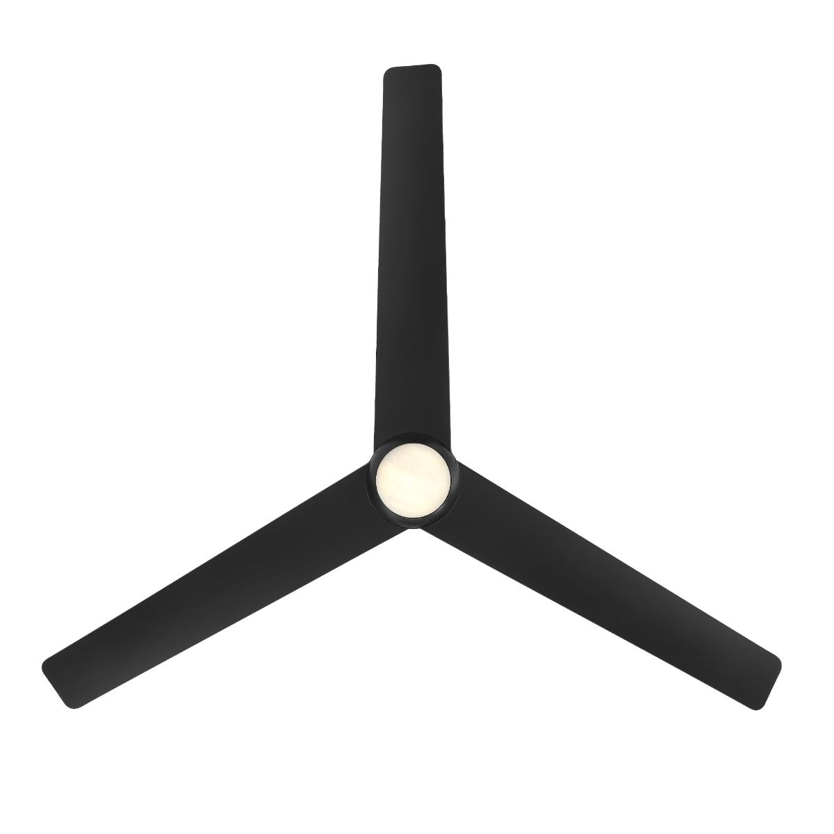 Pisces 54 Inch CCT LED Smart Ceiling Fan with Alabaster Glass, Matte Black - Bees Lighting