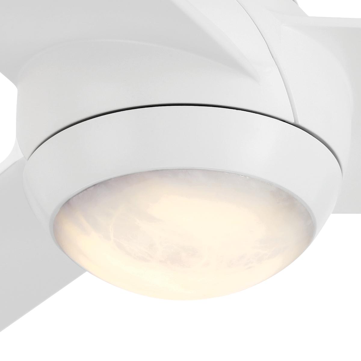 Pisces 54 Inch CCT LED Smart Ceiling Fan with Alabaster Glass, Matte White - Bees Lighting