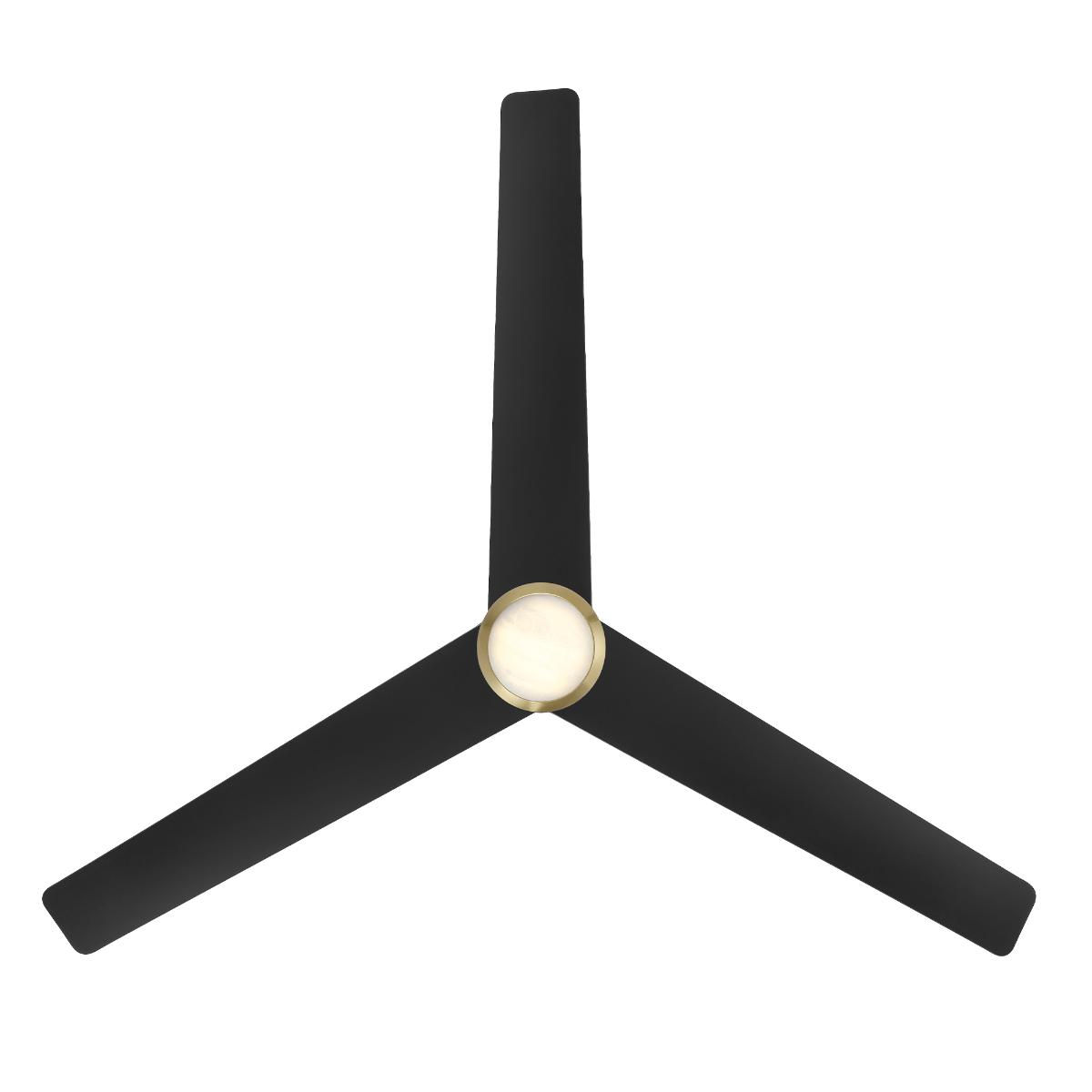 Pisces 54 Inch CCT LED Smart Ceiling Fan with Alabaster Glass, Matte Black & Soft Brass