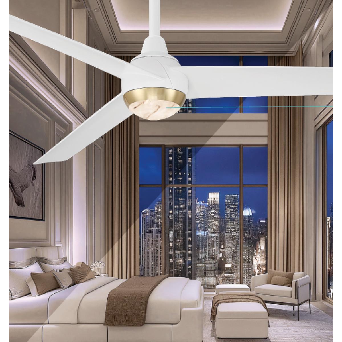 Pisces 54" CCT LED Smart Ceiling Fan with Alabaster Glass - Bees Lighting