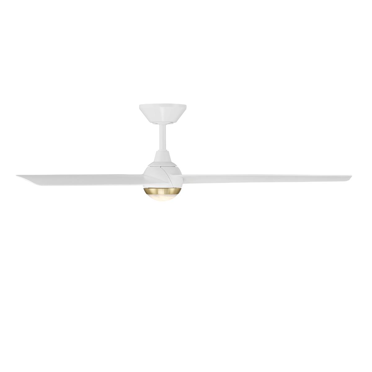 Pisces 54 Inch CCT LED Smart Ceiling Fan with Alabaster Glass, Matte White & Soft Brass - Bees Lighting