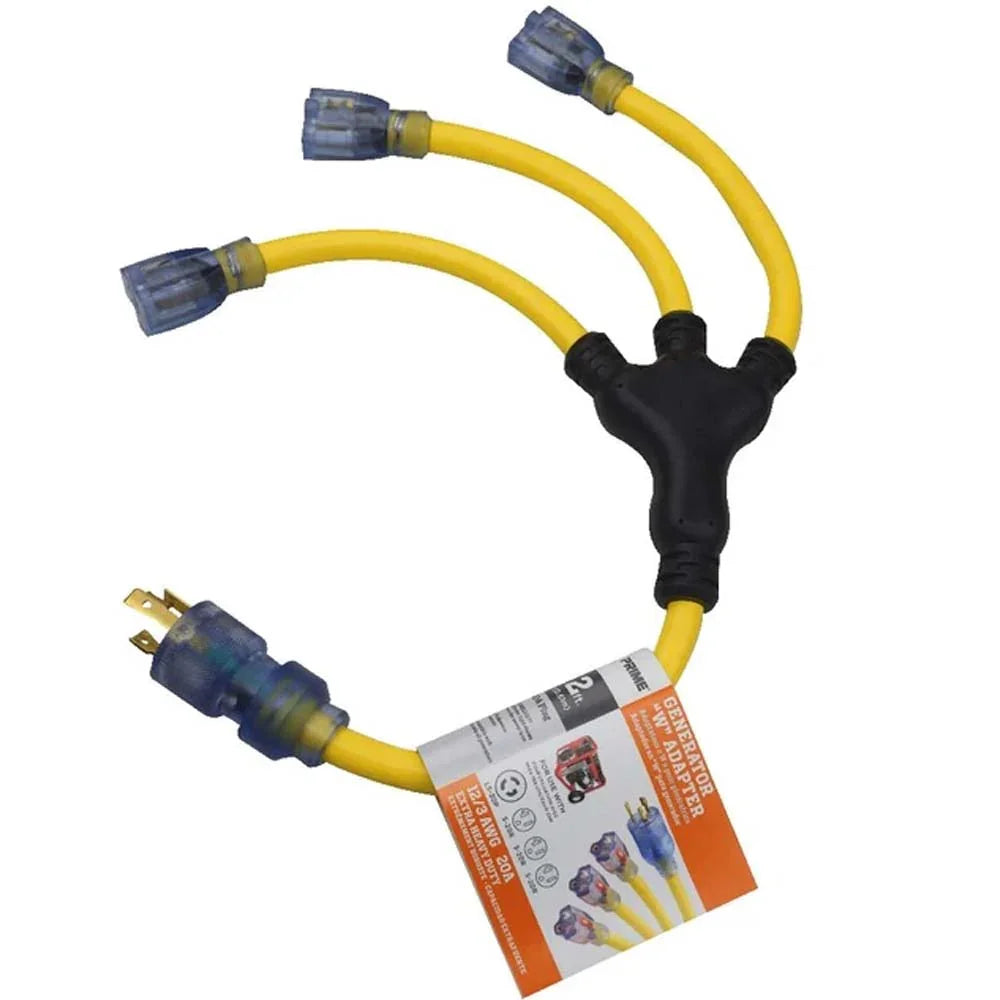 2 Feet Cord Power Adapter 12/3 Wire Gauge 15A 1875 Watts Yellow - Bees Lighting