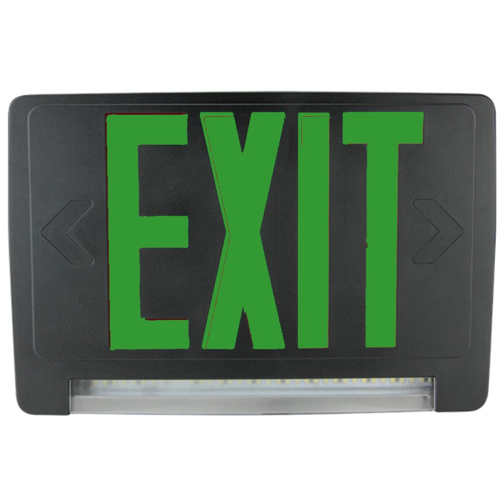 Thermoplastic LED Exit Sign with Light Battery Backup Double face Self-diagnostics, Black