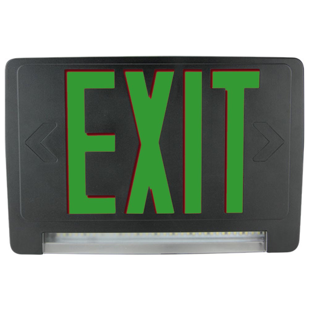 Thermoplastic LED Exit Sign with Light Battery Backup Double face, Black - Bees Lighting