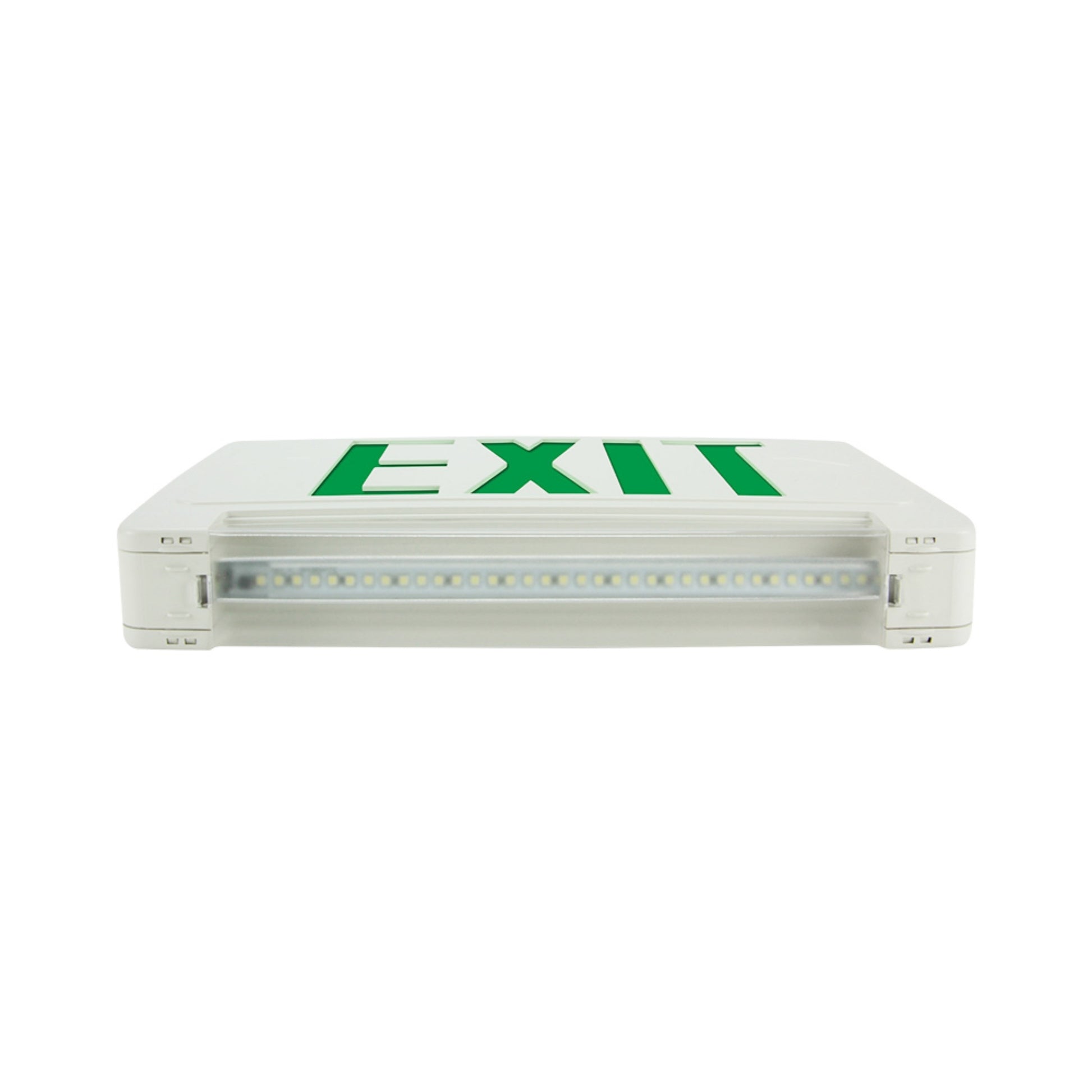LED Combo Exit Sign, Single/Double Face, Green Letters, Black, Remote Capable - Bees Lighting