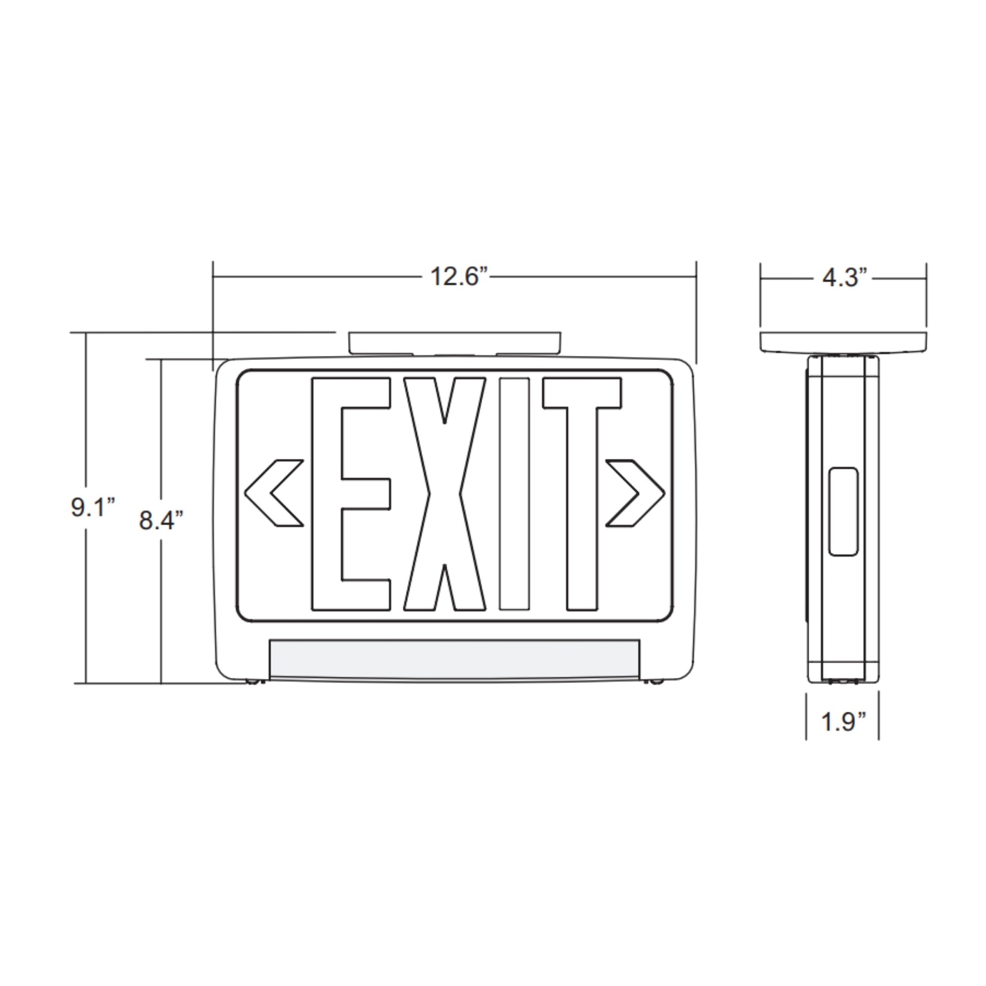 LED Combo Exit Sign, Single/Double Face, Green Letters, Black, Remote Capable - Bees Lighting
