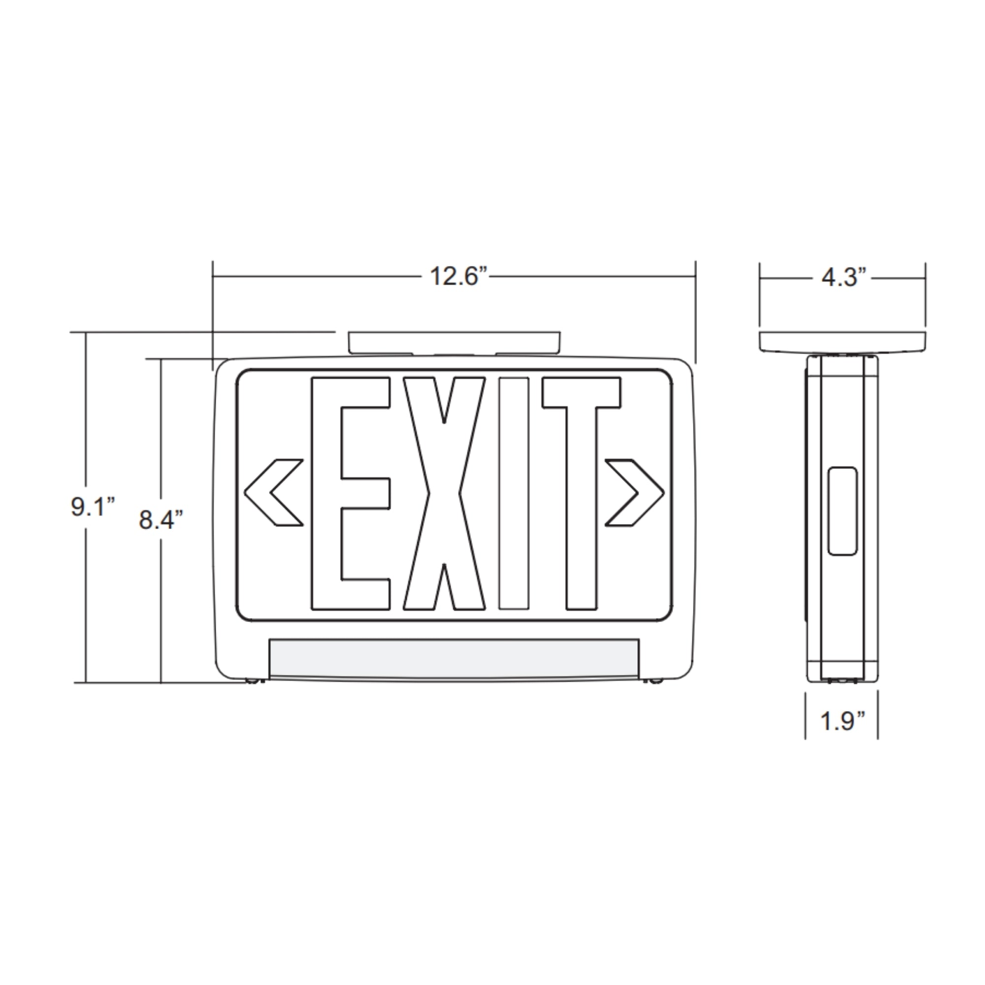 LED Combo Exit Sign, Single/Double Face, Green Letters, Black, Remote Capable - Bees Lighting